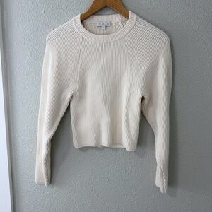 J.Crew Cream Raglan fitted-waist crewneck sweater Sz Small
